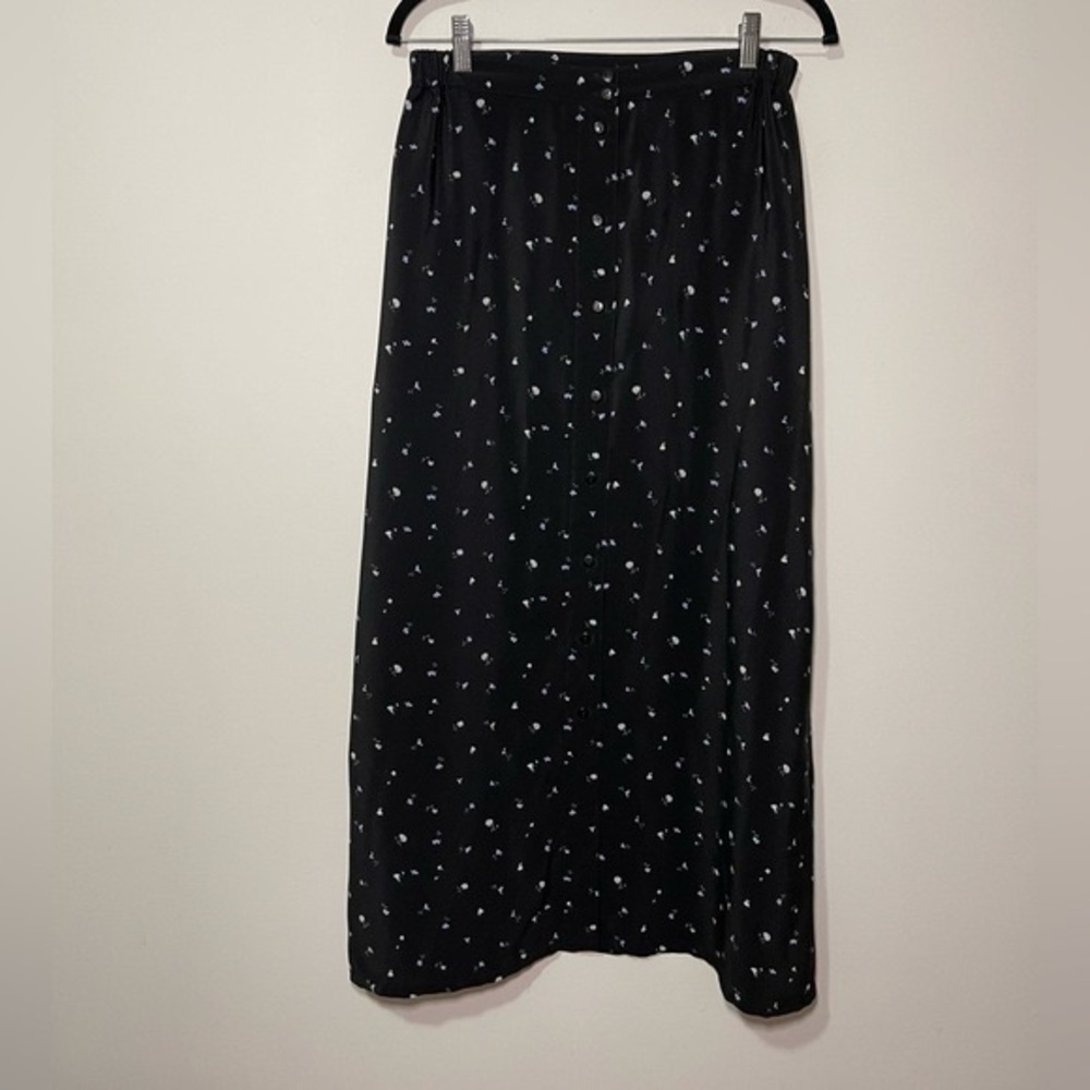 Penmans womens Black micro Floral Maxi Button down Skirt in Size M